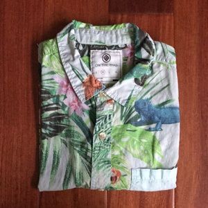 On The Byas Men Floral Button Down Shirt Medium